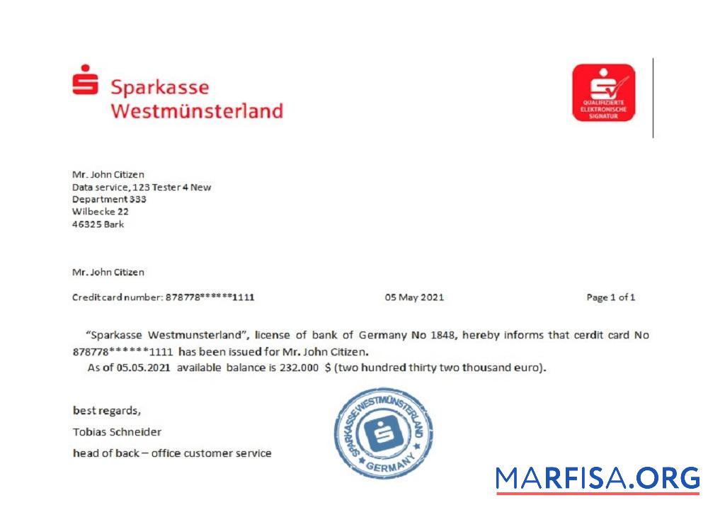 Blank Germany Sparkasse reference template